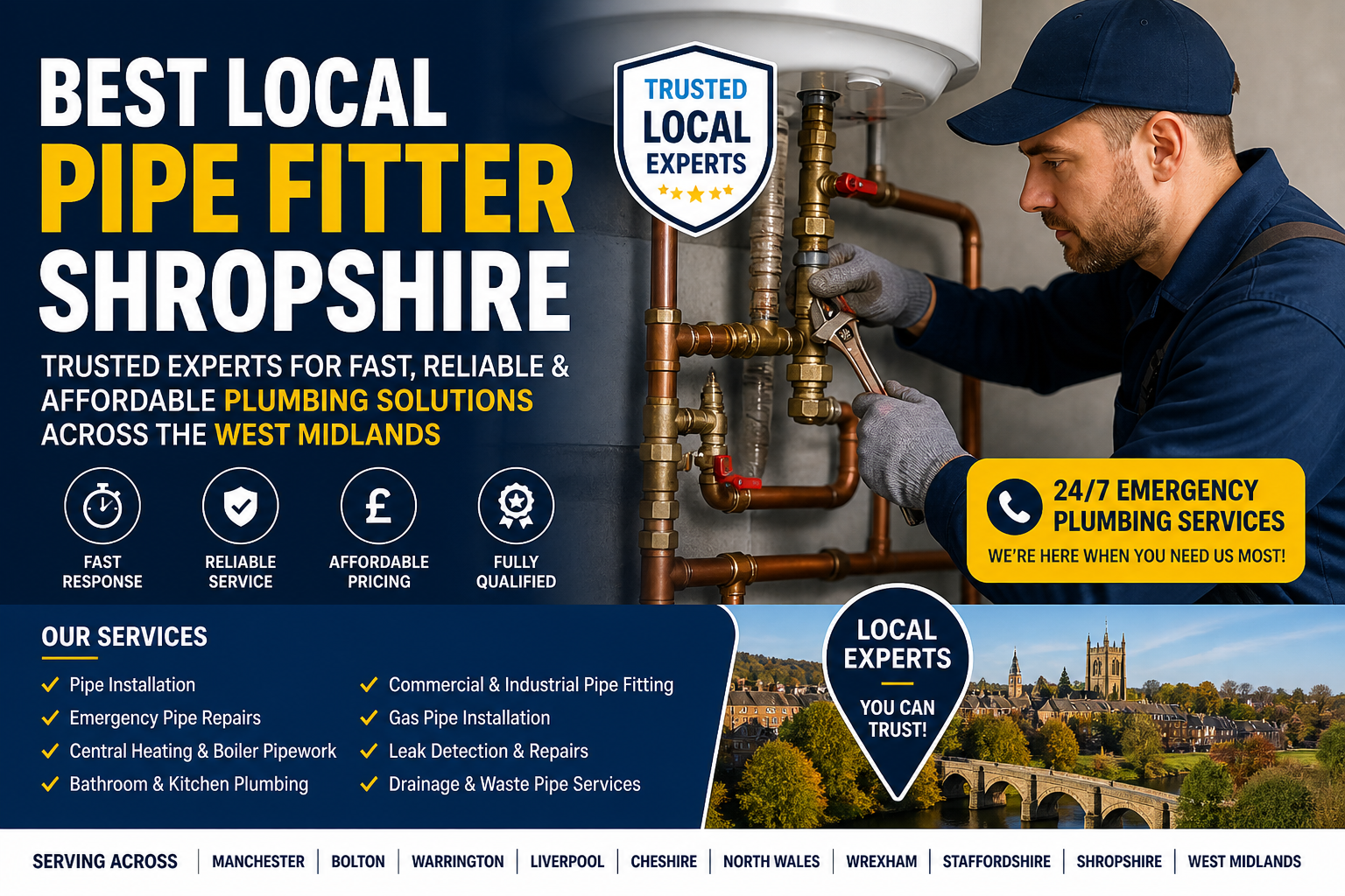 Best Local Pipe Fitter Shropshire – Trusted Experts for Fast, Reliable & Affordable Plumbing Solutions Across the West Midlands